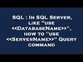 SQL : In SQL Server, like 