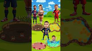 Who's going to jump in the puddle of poop ? 🤮🤣   Ronaldo vs Messi vs Alisha vs MrBeast 😱