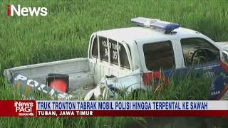 Sopir Ngantuk, Truk Tronton Tabrak Mobil Polisi Hingga Terpental ke Sawah #iNewsPagi 02/08