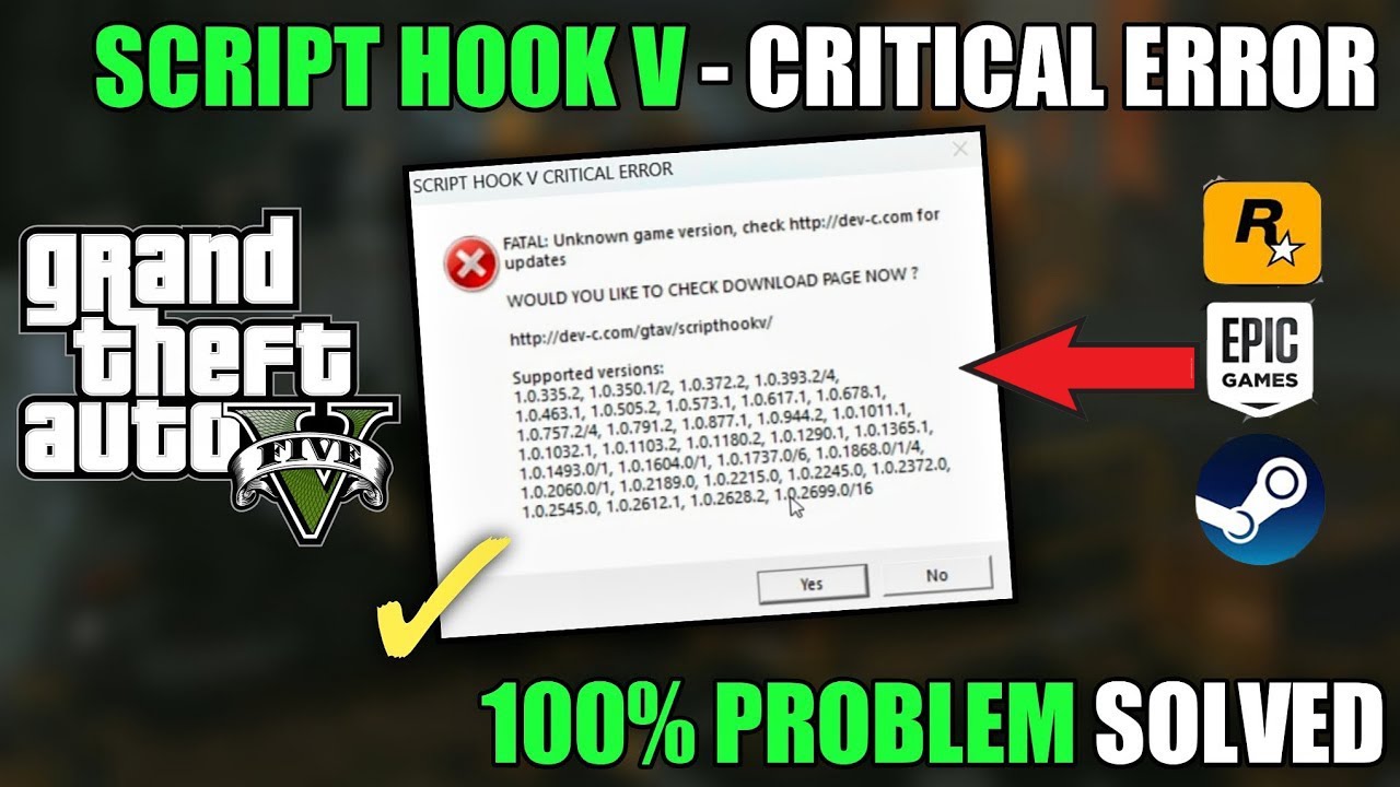 HOW TO FIX AFTER UPDATE SCRIPT HOOK V CRITICAL ERROR IN GTA 5 | GTA V ...