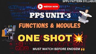 PPS Unit-3 ONE SHOT 🤩💥| SPPU Pattern |#sppu #endsem #engineering #pps #oneshot #python #impquestions