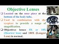 functions of objectives lenses of light microscope