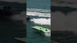 Racing boat gets 𝗥𝗢𝗖𝗞𝗬 at full speed! ⚠️