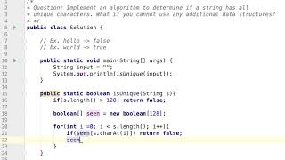 Cracking The Coding Interview Question 1.1 isUnique