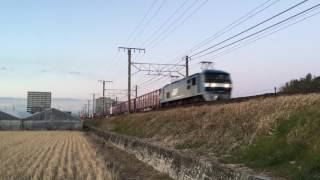 冬の田園風景を走る東海道線　相見～幸田