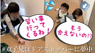 【なぜ必死のハイハイ？】兄が1時間後に帰宅すると知らない双子の赤ちゃん😊双子9ヶ月