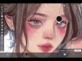 watercolor portrait in ibispaintx step by step tutorial🎨 ibispaintx