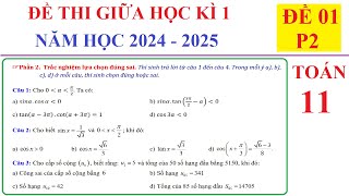 TOÁN 11 - ĐỀ 1 – P2 - ĐỀ THI GIỮA HỌC KÌ 1 TOÁN LỚP 11 NĂM HỌC 2024-2025. SGK MỚI KNTT