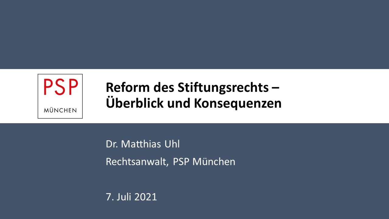 Reform Des Stiftungsrechts – Überblick Und Konsequenzen - YouTube