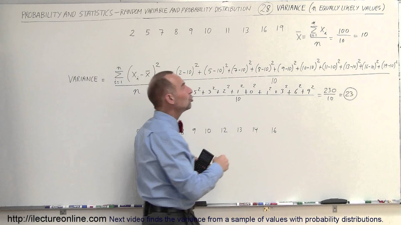 Prob & Stats - Random Variable & Prob Distribution (28 Of 53) Variance ...