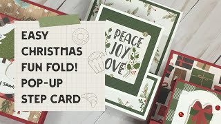 MAKE THIS EASY FUN FOLD CHRISTMAS CARD! A POP-UP STEP CARD X’S 3