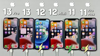 iPhone 13 vs 13 Pro vs 12 vs 12 Mini vs 11 vs 11 Pro Max Battery Charging Test | Fast Charging Test