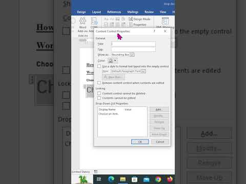 How to create a Drop Down List in Word