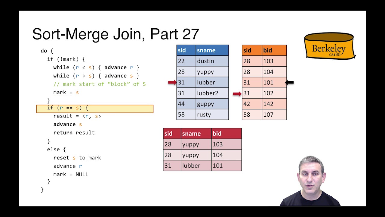 Lecture 11 Part 7 Sort Merge Join - YouTube