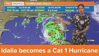 Tuesday noon tropical update: Idalia becomes a Cat 1 Hurricane