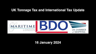 UK Tonnage Tax and International Tax Update webinar