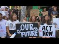 swedish teen climate activist greta thunberg takes part in protest near un