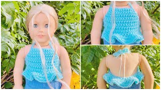 Halter Top with a Ruffled Edge for AG Dolls: Crochet Tutorial