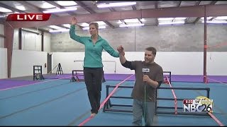 Brooke tries out Slacklining at the Slackyard