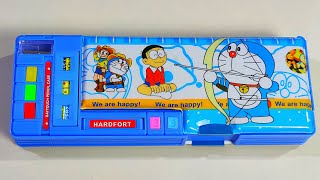 Latest Multi Button Doraemon Pencil Case | Unboxing And Review | Calculator Geometry Box, Pencil Box