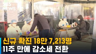 신규 확진 18만 7,213명…11주 만에 감소세 전환 / SBS