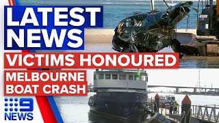 Helicopter crash victims mourned, Five in hospital after Melbourne boat crash | 9 News Australia