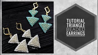 #МК - Серьги треугольники с применением крупного бисера | #Tutorial - Triangle beaded earrings