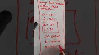 Swap two numbers without a third variable.
