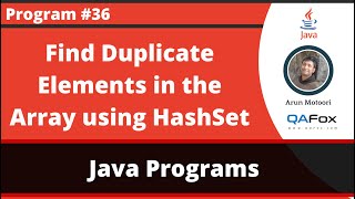 Java program to find the duplicate element in the array using HashSet