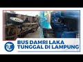 Bus Damri tujuan KTM Unit II Tulangbawang Terguling, Sempat Keluarkan Asap & Warga Pecahkan Kaca