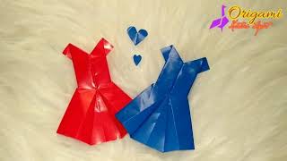 Cara membuat origami baju dress dari kertas lipat | how to make dress from origami paper