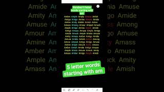 One hundred 5 letter words starting with am #vocabulary #words