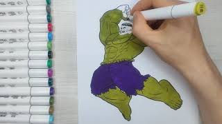 How to color draw the mighty Hulk