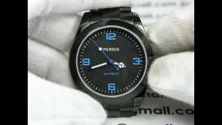 PARNIS PVD ALL BLACK BLUE MARK EXPLORER I 39MM CASE