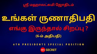 உங்கள் ருணாதிபதி எங்கு இருந்தால் சிறப்பு? | (6-ம் அதிபதி) | Sri Mahalakshmi Jothidam | rasipalan