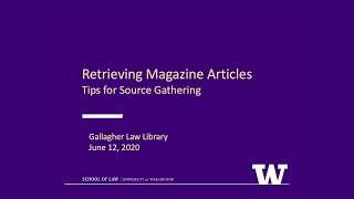 Retrieving Magazine Articles: Tips for Source Gathering