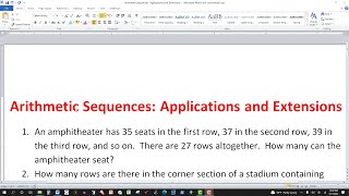 Arithmetic Sequences: Applications and Extensions