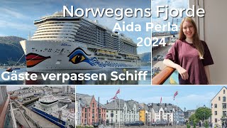 Aidaperla Vlog - 2024 - Norwegens Fjorde ab Hamburg - Gäste verpassen Schiff - Aalesund - 4K