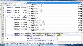 Java demonstration of Spliterator using ArrayList