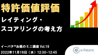 #特許価値評価 レイティング・スコアリングの考え方－イーパテ®お昼のミニ講座 Vol.19