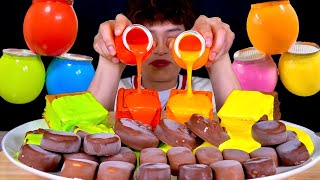 ASMR 무지개 카스테라&무지개 크림 초콜릿 아이스크림 티코 구구미니 먹방! Rainbow Bread With Rainbow Cream Choco Ice cream MuKBang!