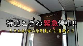 2022.11.8 常磐線【E657】【急停車】特急ときわで、急制動を味わう!!