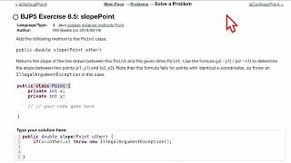 Java Practice It | Exercise 8.5 slopePoint | classes, instance methods, Point, casting