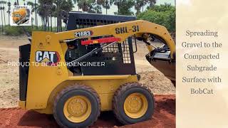 Gravel Laying, Spreading and Compaction for Embankment Construction of Road Pavement