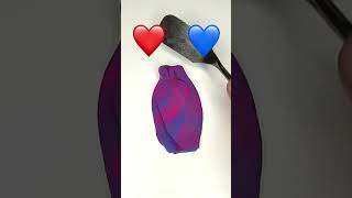 What color do red heart plus blue heart make?? #colormixing #foodemojis #satisfying #mixingcolors