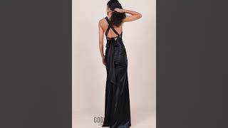 Wear this satin black dress in an array of glamorous ways