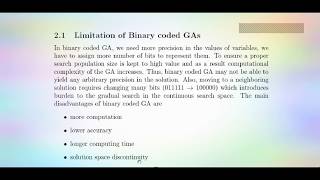 Limitation of Binary coded GA& Real coded GA