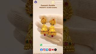 Gitanjali Jewellers Gold Peacock Jhumka | Weight: 12.000 Grams | Purity: 916 Hallmark