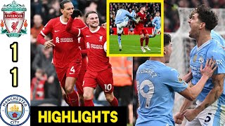 Liverpool vs Manchester City 1-1 Highlights, Mac Allister penalty & John Stones goal