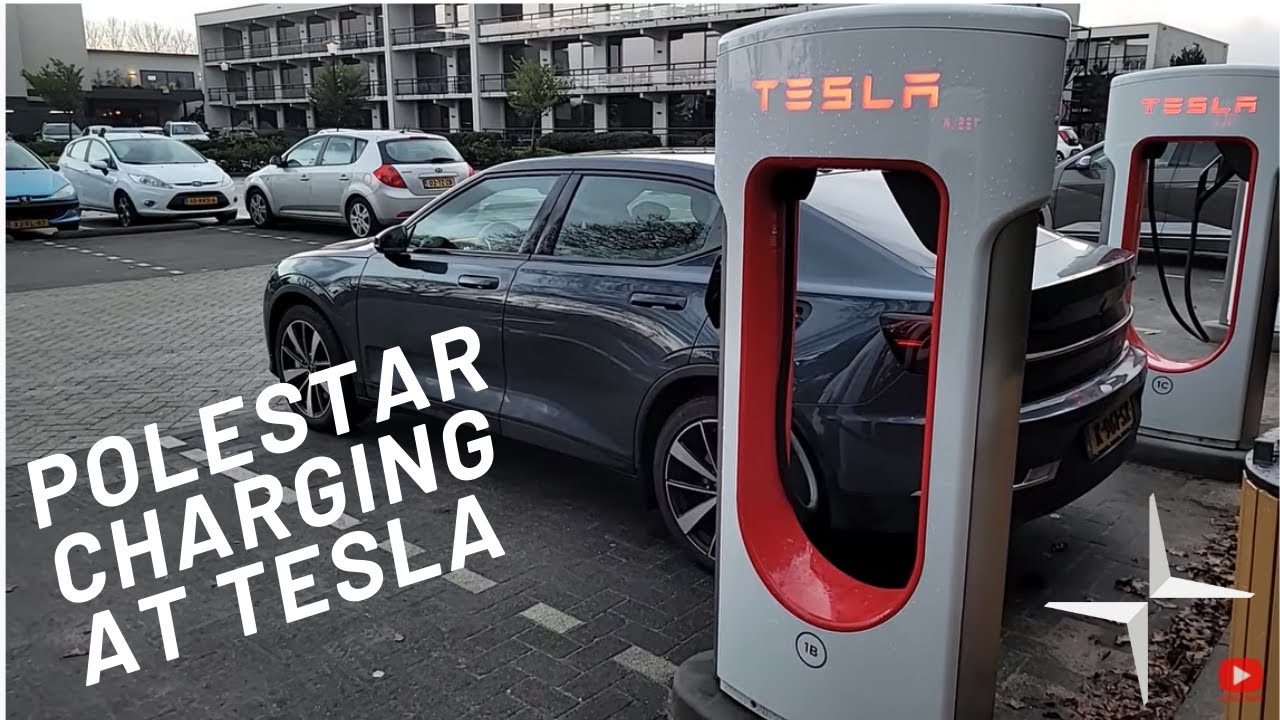 Polestar 2 Charging At Tesla Supercharger - YouTube